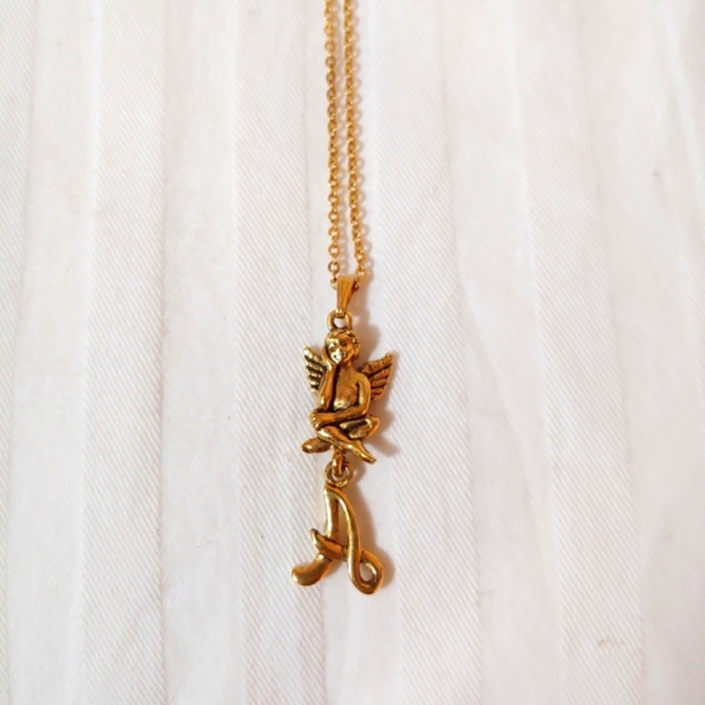 Gold Angel Pendant Necklace